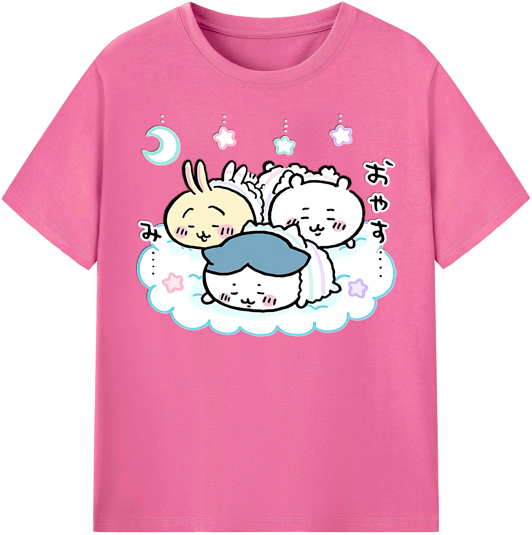 （画像用） ちいかわ ハチワレ Chii-kawa hachiware レディースカジュアルプリントTシャツ（綿100％）